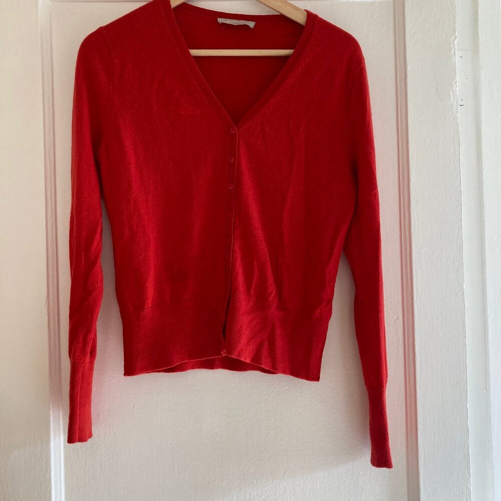Cherry Red Everlane Cropped Cardigan